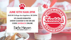 Appleton Freddy’s Fundraiser for Safe Haven Pet Sanctuary