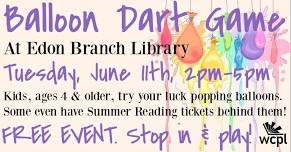 Balloon Dart Game: Edon Branch Library