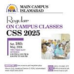 On Campus Regular Class for CSS 2025 Screening Test & Written Preparation at NOA Main Islamabad Campus – CSS2025 Batch | 20% Discount