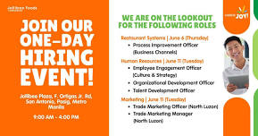 1-Day Hiring Event (Human Resources & Marketing)