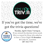 Time for Trivia at night Tuesday, April 2