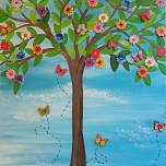 Canvas Flower & Butterfly Tree Painting Class!