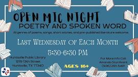 Open Mic Night! Poetry and Spoken Word