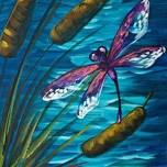 July Paint n Sip- Dragonfly & Cattails