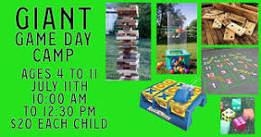 Giant game day camp for ages 4 to 11