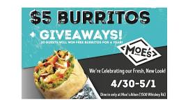 Moe's Aiken $5 Burrito Celebration!