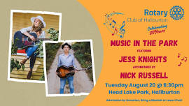 Haliburton Rotary Music in the Park featuring Jess Knights accompanied by Nick Russell