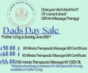 $55.00 Massage Therapy Session on Fathers Day