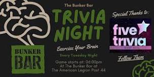 Family-Friendly Trivia Tuesdays at the American Legion Post 44 Bunker Bar!