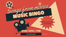 Songs From Movies Music Bingo