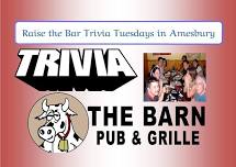 Raise the Bar Trivia Tuesday Nights at the Barn in Amesbury