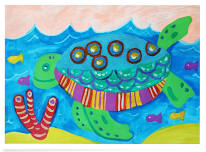 Create a Rainbow Sea Turtle Art Class K-2nd Grade