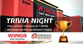 West Kelowna Wings Restaurant Tuesday Night Trivia!