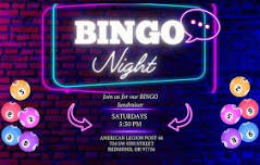 Fundraiser Bingo Night at Ray Johnson American Legion - Public and Minors Welcome!