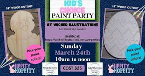 Kids Choice - Wooden Easter Chick or Easter Egg Paint Party @ Wicked Illustrations