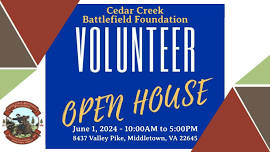 Volunteer Open House with the Cedar Creek Battlefield Foundation!