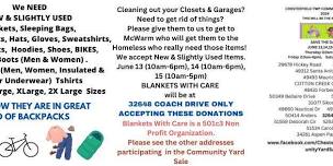 Donation Drive (www.BlanketswithCare.com)  during the Chesterfield Community Yard Sale