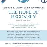 The Hope of Recovery Film Screening - Saranac Lake