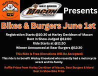 Bikes & Burgers Benefit Ride for Wesley Knowland