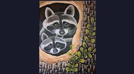 Woodland Racoons Paint and Sip