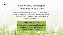 Cape-friendly Landscapes ~ An ecological approach