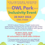 Owl Park Inclusive Event Volunteer : 26 MAY 2024