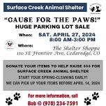 Surface Creek Animal Shelter Fundraiser~Cause for the Paws