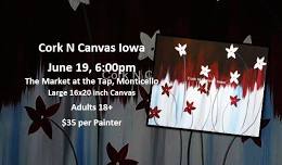 The Market at the Tap -Red Flowers-Cork N Canvas Iowa