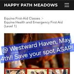 Equine First Aid Clinic held at Westward Haven Rest & Ride, Ellensburg, WA