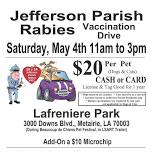 Jefferson Parish Eastbank Rabies Drive 2024