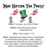 Teen Mad Hatter Tea Party at Moss Memorial Library