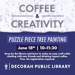 Coffee and Creativity: Puzzle Piece Tree Paintings