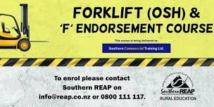 Forklift (OSH) & ‘F‘’ Endorsement Course - Frankton