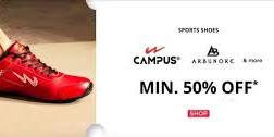 Get Minimum 50% Off on Sports Shoes! With Selected Brands (Arbunore, Campus & More) - by Reliance Trends