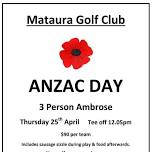 Anzac Day 3 Person 18 hole Ambrose