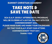 SCA G.A.P. Closes at 4:30 p.m.