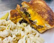 Friday night dinner special--  Patty melt w/ Mac Salad