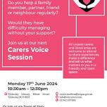 Carers Voice Session 10.30 am at Tydesley Library