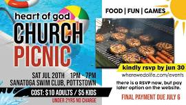 July 20th @ 1:pm | Church Family Picnic | Sanatoga Swim Club