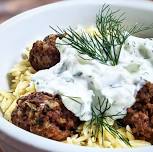 Lamb Meatballs with Tzatziki and Orzo