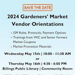 Gardeners' Market Vendor Orientation