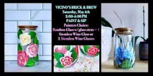 Vicinos Brick & Brew, Saturday Paint & Sip, Spring Floral Stemware