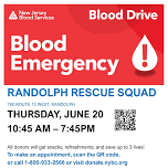 Randolph Community Blood Drive - Emergency Blood Shortage!