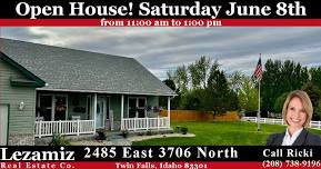 Open House: 2485 East 3706 North, Twin Falls, Idaho 83301 – Saturday June 8 – 11am to 1pm