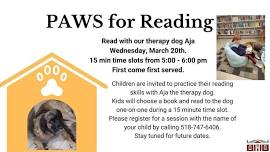 PAWS for Reading with Aja the Therapy Dog