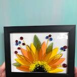 Framed fused glass sunflower