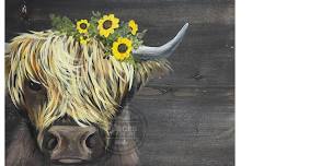 Highland Cow on Wood