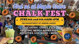 Cider donuts, Maple Salted Caramel Cold Brews + Frozen Lemonades at Maple Grove Chalk Fest 6/8-6/9!