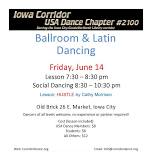 Ballrom and Latin Dancing at Old Brick, Friday, June 14, 7:30