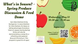 What’s in Season? - Spring Produce Discussion and Food Demo.